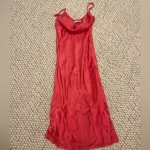 Zara hot pink cowl neck dress